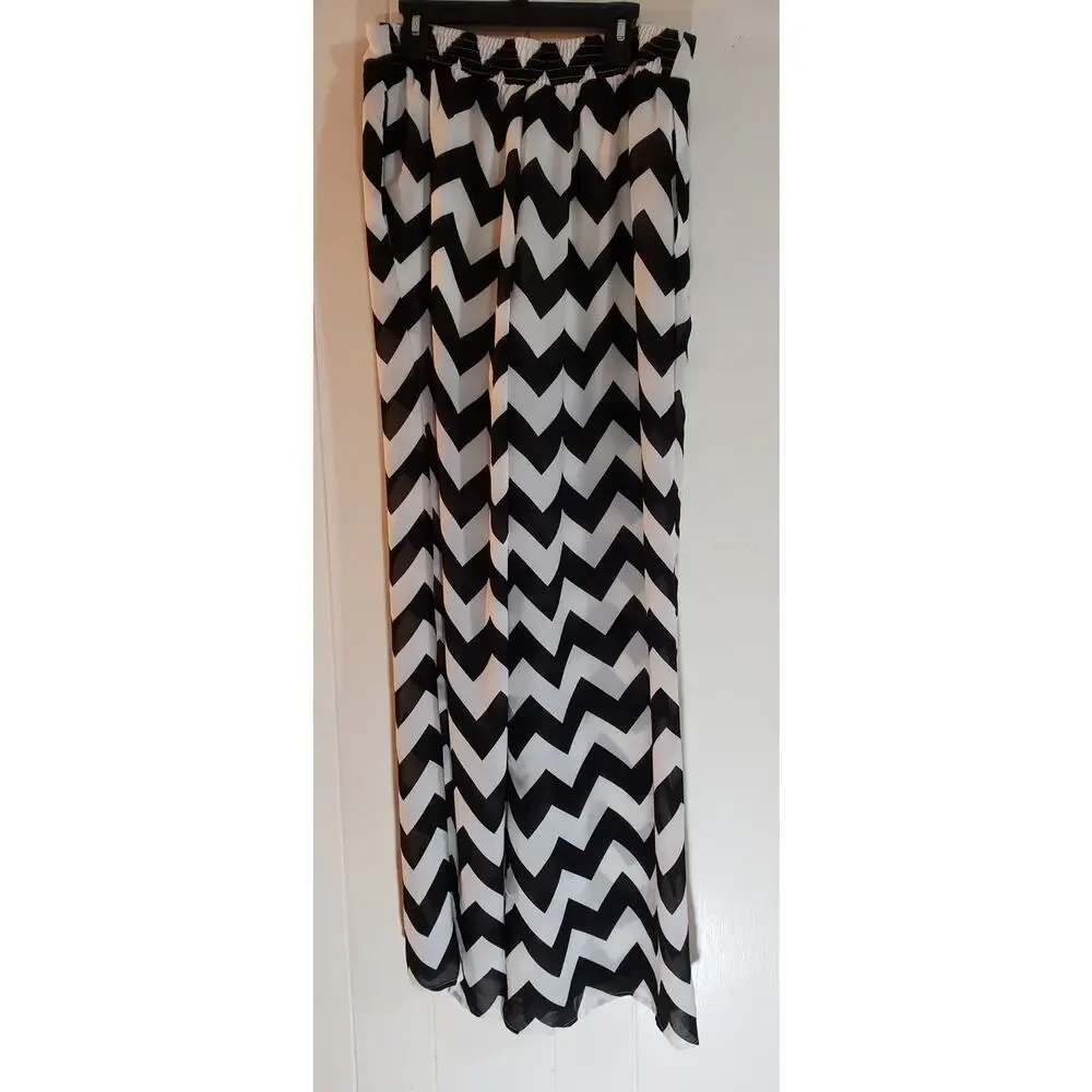 Cals size large black and white wide leg palazzo pants - Picture 2 of 4